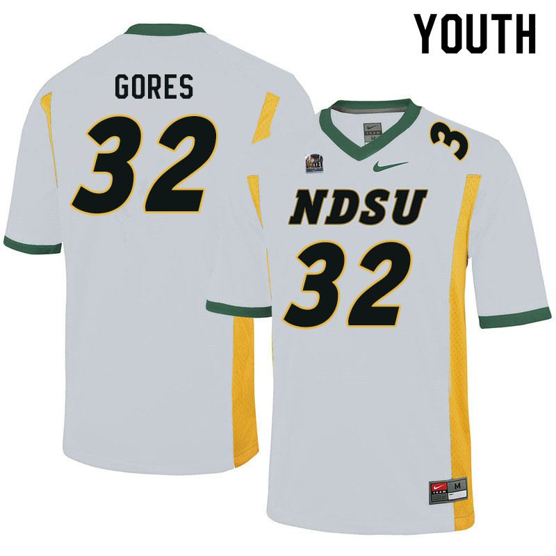 Youth #32 John Gores North Dakota State Bison College Football Jerseys Sale-White - Click Image to Close